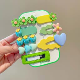 14-8Pcs/Set Candy Color Cartoon Bowknot Flower Hair Clips Baby Girls Yellow Pink Hairpin Barrettes Headwear Kid Hair Accessories
