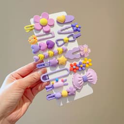 14-8Pcs/Set Candy Color Cartoon Bowknot Flower Hair Clips Baby Girls Yellow Pink Hairpin Barrettes Headwear Kid Hair Accessories