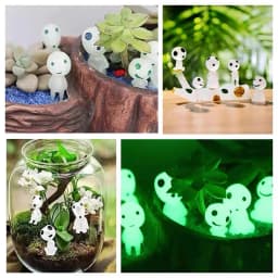 10Pcs Luminous Elves Mini Figures Fish Tank Decor Kodama Glow in The Dark Figures Garden Micro Flower Potted Landscape Ornament
