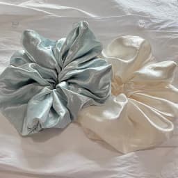 1PC High-Shine Pearlescent White Large Satin Scrunchie - Stylish, Premium & Minimalist Ponytail Hair Tie