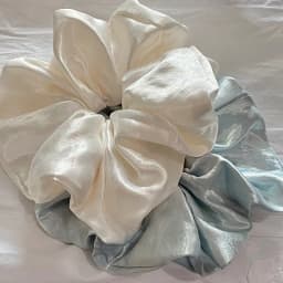 1PC High-Shine Pearlescent White Large Satin Scrunchie - Stylish, Premium & Minimalist Ponytail Hair Tie
