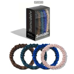 100% Natural Silk Solid Color Hair Ties High Quality Hair Scrunchies (22Momme) Women Big Hairbands Hair Accessories(4PCS Box)