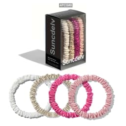 100% Natural Silk Solid Color Hair Ties High Quality Hair Scrunchies (22Momme) Women Big Hairbands Hair Accessories(4PCS Box)