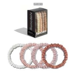 100% Natural Silk Solid Color Hair Ties High Quality Hair Scrunchies (22Momme) Women Big Hairbands Hair Accessories(4PCS Box)