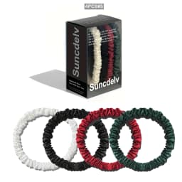 100% Natural Silk Solid Color Hair Ties High Quality Hair Scrunchies (22Momme) Women Big Hairbands Hair Accessories(4PCS Box)