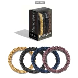 100% Natural Silk Solid Color Hair Ties High Quality Hair Scrunchies (22Momme) Women Big Hairbands Hair Accessories(4PCS Box)