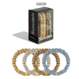 100% Natural Silk Solid Color Hair Ties High Quality Hair Scrunchies (22Momme) Women Big Hairbands Hair Accessories(4PCS Box)