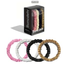 100% Natural Silk Solid Color Hair Ties High Quality Hair Scrunchies (22Momme) Women Big Hairbands Hair Accessories(4PCS Box)