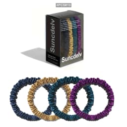 100% Natural Silk Solid Color Hair Ties High Quality Hair Scrunchies (22Momme) Women Big Hairbands Hair Accessories(4PCS Box)