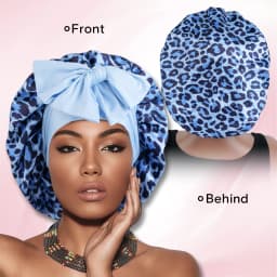 Silky Satin Sleep Bonnet Leopard Print Adjustable Tie Band Hair Cover for Natural Curly Hair Night Shower Bonnet 1PC
