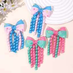 Sweet Unicorn Hair Clips For Girl Bow Barrette Cute Tassel Ribbon Curly Ponytail Hairpins Accessories