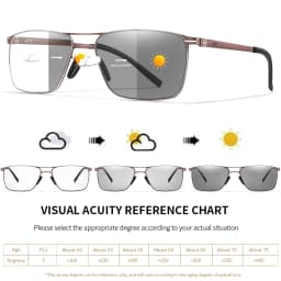 Metal Anti-Blue Light Photochromic Reading Glasses Rectangular Eyewear Frame Presbyopic Unisex Surf Internet Read Magazines
