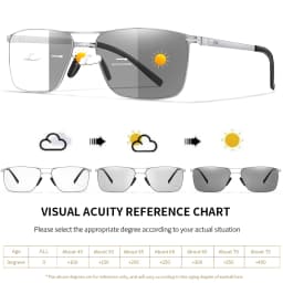 Metal Anti-Blue Light Photochromic Reading Glasses Rectangular Eyewear Frame Presbyopic Unisex Surf Internet Read Magazines