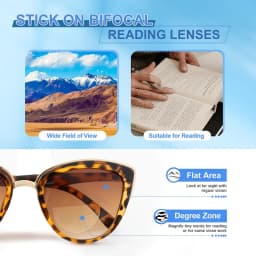 BEGREAT 2pcs Stick-on Reading Glasses Lens Liquid Silicone Bifocal Presbyopic Lenses Magnification Bifocal Lenses +100 to +600