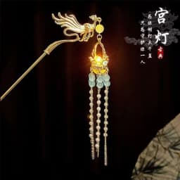 Luminous Flower Hairpin Women Creative Lotus Emit Light Lantern Tassel Hair Stick Vintage Chinese Style Fashion Hair Accessories