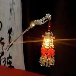 Luminous Flower Hairpin Women Creative Lotus Emit Light Lantern Tassel Hair Stick Vintage Chinese Style Fashion Hair Accessories