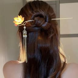 Luminous Flower Hairpin Women Creative Lotus Emit Light Lantern Tassel Hair Stick Vintage Chinese Style Fashion Hair Accessories