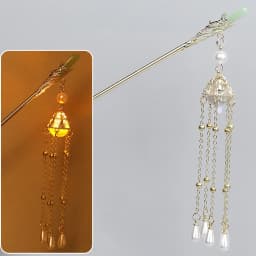 Luminous Flower Hairpin Women Creative Lotus Emit Light Lantern Tassel Hair Stick Vintage Chinese Style Fashion Hair Accessories