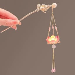 Luminous Flower Hairpin Women Creative Lotus Emit Light Lantern Tassel Hair Stick Vintage Chinese Style Fashion Hair Accessories