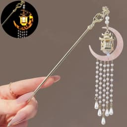 Luminous Flower Hairpin Women Creative Lotus Emit Light Lantern Tassel Hair Stick Vintage Chinese Style Fashion Hair Accessories