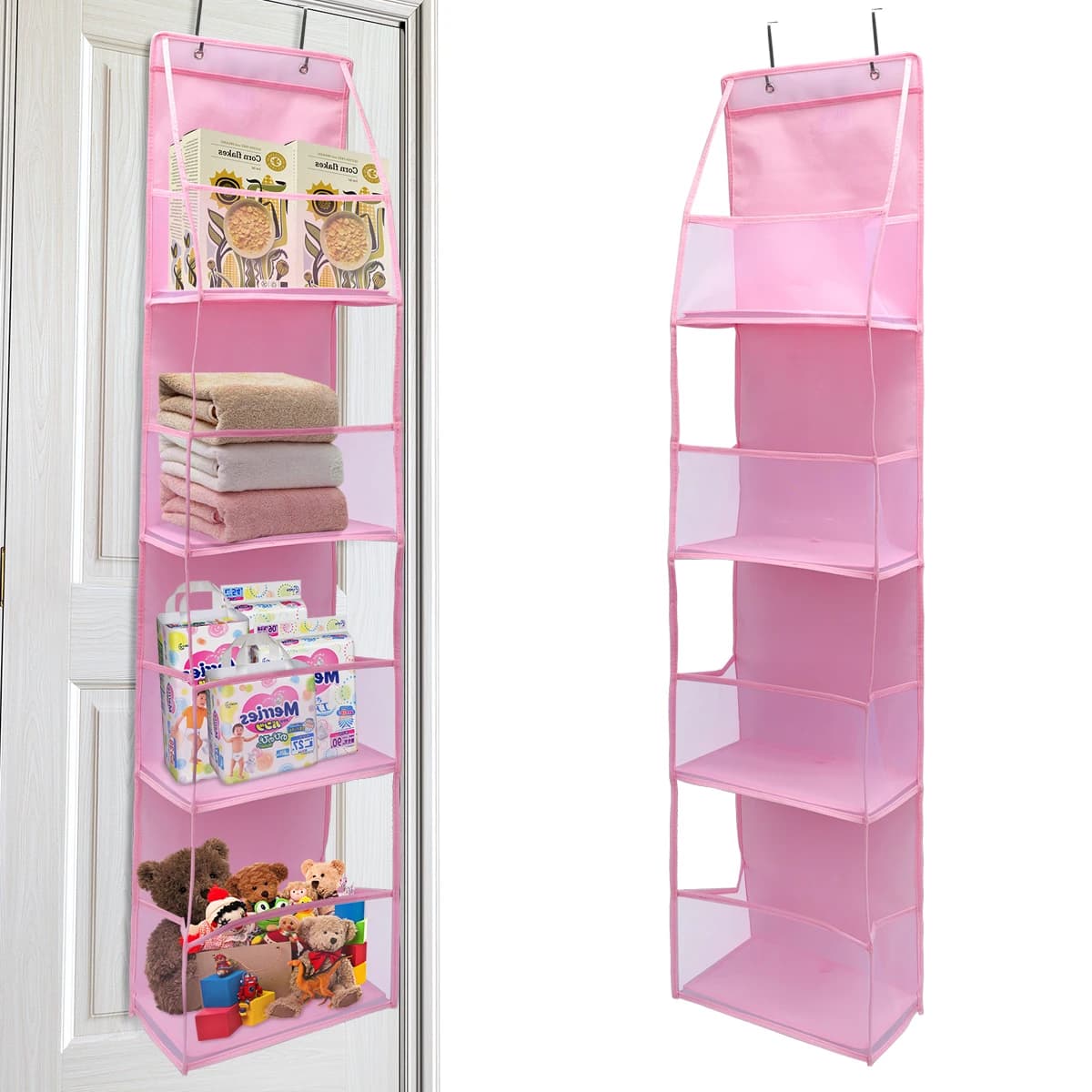 4/6-Tier Hanging Storage Bag Foldable Organizer Over-The-Door Holder For Hair Accessories Snacks Toys Clothes Storage Holder