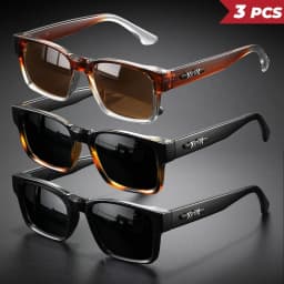 3PCS Unisex Retro Punk Fashion Sunglasses Square UV400 Protective Frame Glasses for Outdoor Adventures Casual Style Men Goggle
