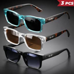 3PCS Unisex Retro Punk Fashion Sunglasses Square UV400 Protective Frame Glasses for Outdoor Adventures Casual Style Men Goggle