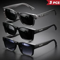 3PCS Unisex Retro Punk Fashion Sunglasses Square UV400 Protective Frame Glasses for Outdoor Adventures Casual Style Men Goggle