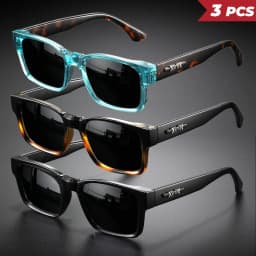 3PCS Unisex Retro Punk Fashion Sunglasses Square UV400 Protective Frame Glasses for Outdoor Adventures Casual Style Men Goggle
