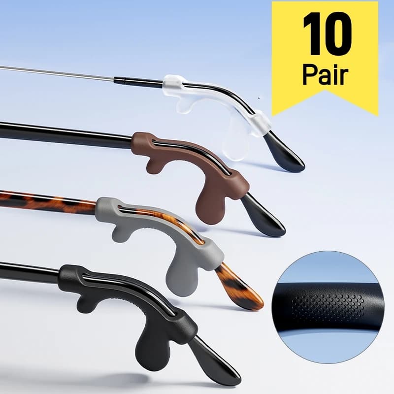 20 PCS Silicone Anti-slip Ear Hooks for Glasses Gun Shape Soft Eyeglass Ear Grips Protector Prevent Slipping 10 Pairs Pack