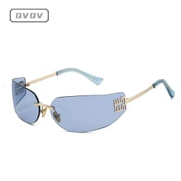 New Frameless Curved Metal Square Sunglasses Women Rimless Cutting Personality Glasses Fashion Brand Design Y2K Punk Sun Glasses