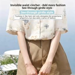 4PCS/Set (1 Strap+3 Buttons) Exquisite Lace Trimmed Hem Waistband Suitable for T-Shirts, Dresses, Shirts Shorten Clothing Length