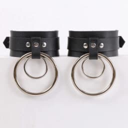 1 Pair Stylish Metal Ring Ankle Strap Belt | PU Leather Foot Bracelet | Dating Accessory