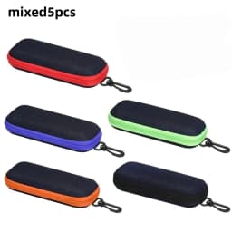 5 Pack Portable Zipper Sunglasses Protector Box Eye Glasses Case Box Oxford Travel Pack Glasses Case Accessories With Hook