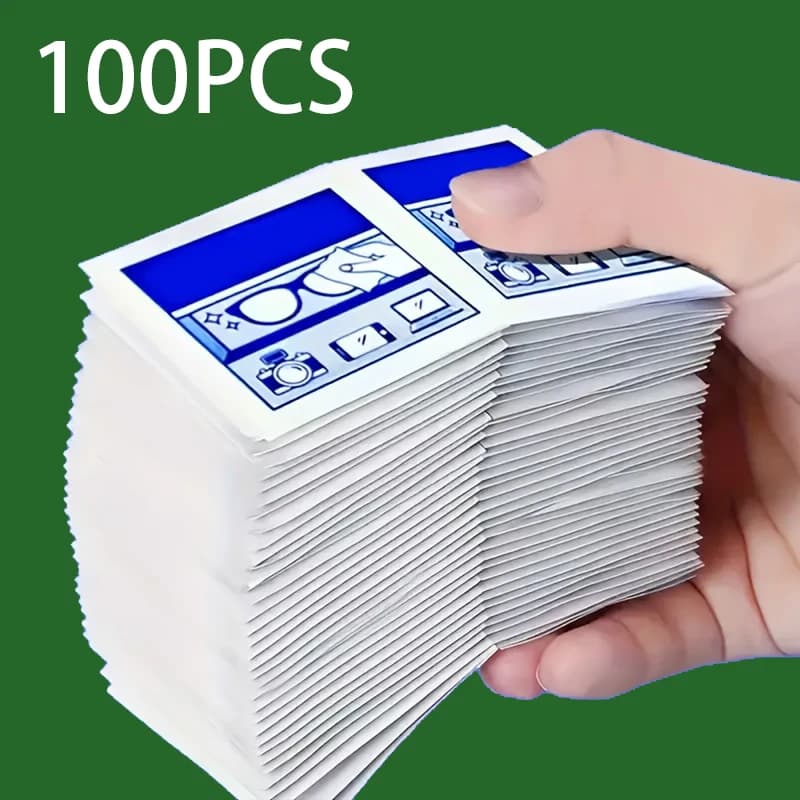100 Disposable Glasses Cleaning Wipes - Individually Packaged, Suitable for Glasses, Smartphones, Tablet Screens - Specially Designed for Sensitive Surfaces, No Residue, Mobile Screen Cleaning