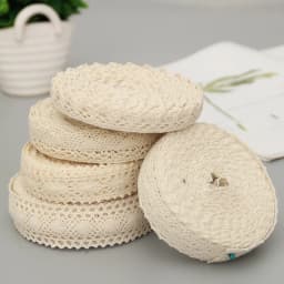 5Yards Cotton Lace Trim Ribbon Beige Sewing Trim Lace Ribbon Crochet Lace Fabric DIY Wedding Party Craft Gift Decor