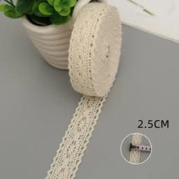 5Yards Cotton Lace Trim Ribbon Beige Sewing Trim Lace Ribbon Crochet Lace Fabric DIY Wedding Party Craft Gift Decor