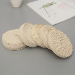 5Yards Cotton Lace Trim Ribbon Beige Sewing Trim Lace Ribbon Crochet Lace Fabric DIY Wedding Party Craft Gift Decor