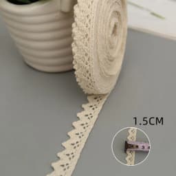 5Yards Cotton Lace Trim Ribbon Beige Sewing Trim Lace Ribbon Crochet Lace Fabric DIY Wedding Party Craft Gift Decor