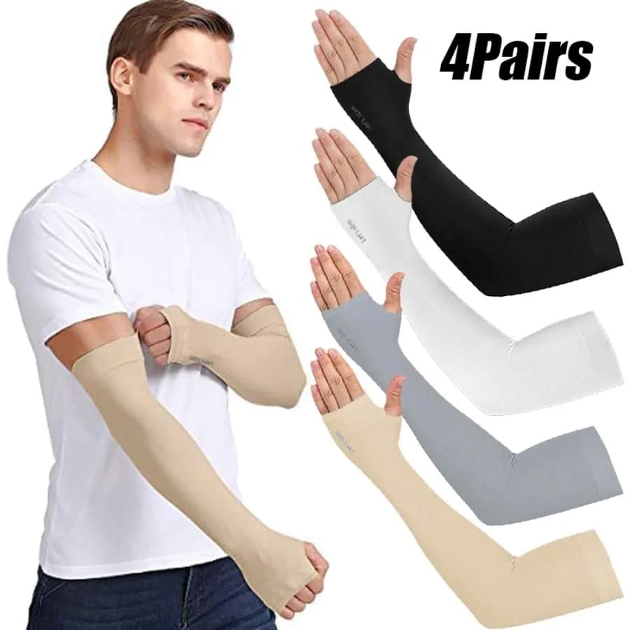 4 Pairs Summer Ice Silk Sun Protection Ice Sleeve Unisex Fashion Outdoor Sports Cycling Driving Sun Protection Arm Sleeve