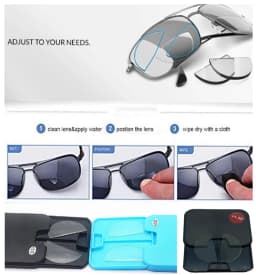 Liquid Silicone Bifocal Reading Glasses Lens 2 Pcs Stick-on Presbyopic Lenses Magnification Reusable Bifocal Ultralight Lenses