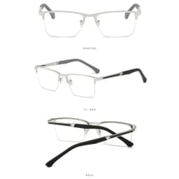 Men's Half-frame Business Reading Glasses Anti-blue Light Anti-fatigue Metal Frame Presbyopia Glasses +1.0 To +4.0
