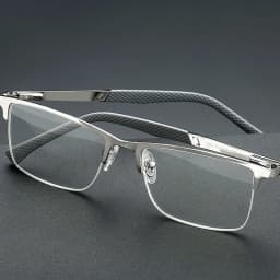 Men's Half-frame Business Reading Glasses Anti-blue Light Anti-fatigue Metal Frame Presbyopia Glasses +1.0 To +4.0
