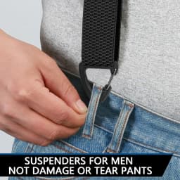 Hidden Suspenders for Men 1.6" Wide Elastic Adjustable Work Suspenders Heavy Duty with 4 Snap Loop X-back Braces for Trousers