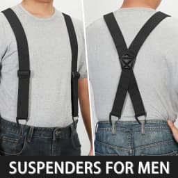 Hidden Suspenders for Men 1.6" Wide Elastic Adjustable Work Suspenders Heavy Duty with 4 Snap Loop X-back Braces for Trousers