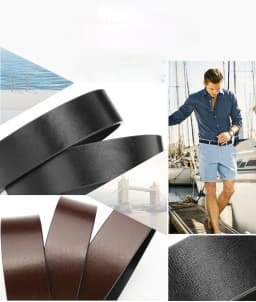 New Men's PU Leather Belts Double Sided Belts Men Fashion No Buckle Belts High Quality Black Brown Sided Strap Waistband 3.3cm
