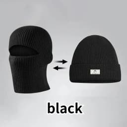 2 In1 Winter Mask Beanies Hats Warm Knitted Balaclava Hats Windproof Solid Full Face Ski Bonnet Tactical Cycling Earmuffs Cap