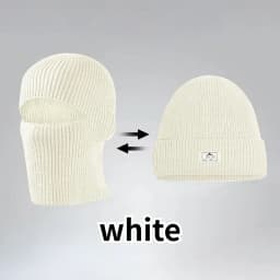 2 In1 Winter Mask Beanies Hats Warm Knitted Balaclava Hats Windproof Solid Full Face Ski Bonnet Tactical Cycling Earmuffs Cap