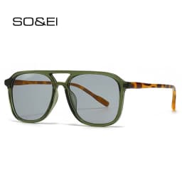 SO&EI Retro Double Bridges Men Square Sunglasses Fashion Blue Green Shades UV400 Women Trending Gradient Sun Glasses