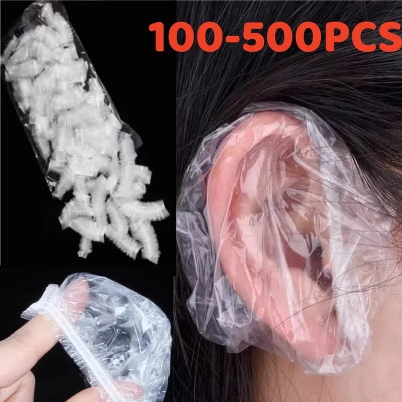 1-500Pcs Disposable Hair Dye Earmuff Waterproof Ear Cover Baking Oil Wash Shower Bathing Barber Hairdressing Cleaning Accessorie